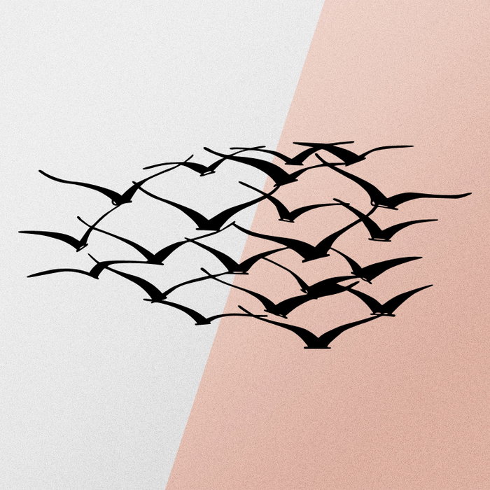 Wallity Herd Of Birds Escultura de pared de metal Negra